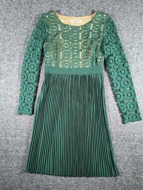 Order Plus emerald green pleated lace dress, women's small/xs
